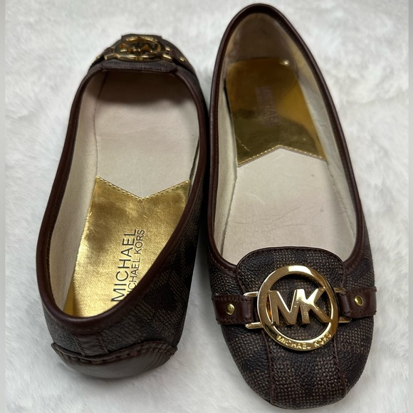 Michael Kors Flat Ballet Shoes Brown leather Gold
Hardware Comfy MK Logo Canvas - Picture 3 of 13